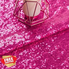 ShinyBeauty Hot Pink Sequin Mesh Fabric by Yard 5yds Clothing