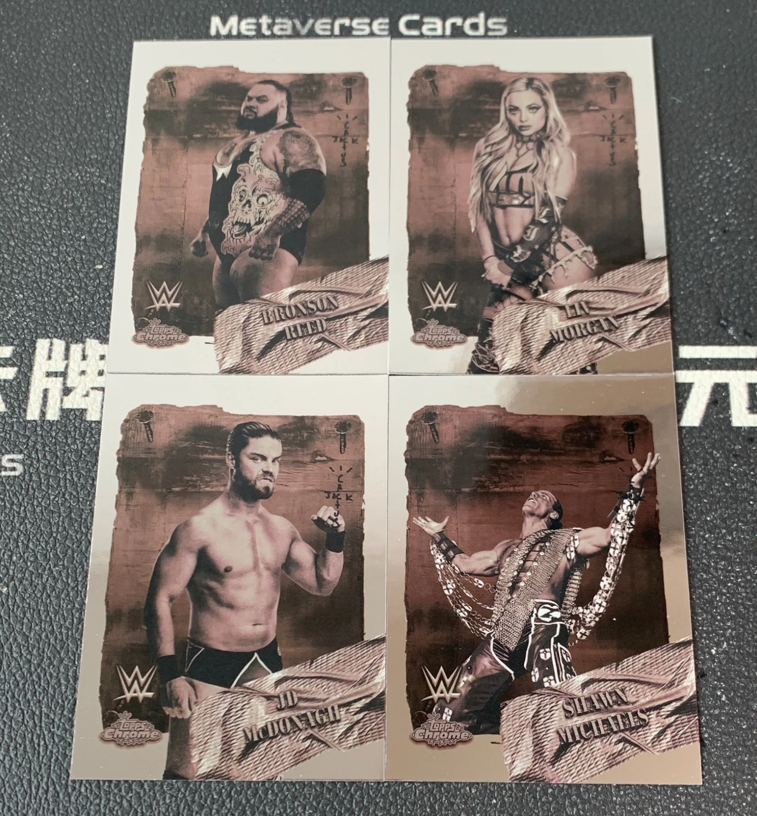 Lot 4 2025 Topps Chrome WWE x Cactus Jack Rodeo Rebels Liv Morgan Shawn Michaels