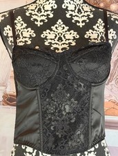 Sincerely Jules Women s Junior Black Satin Laced Sleeveless Cropped Corset Top M