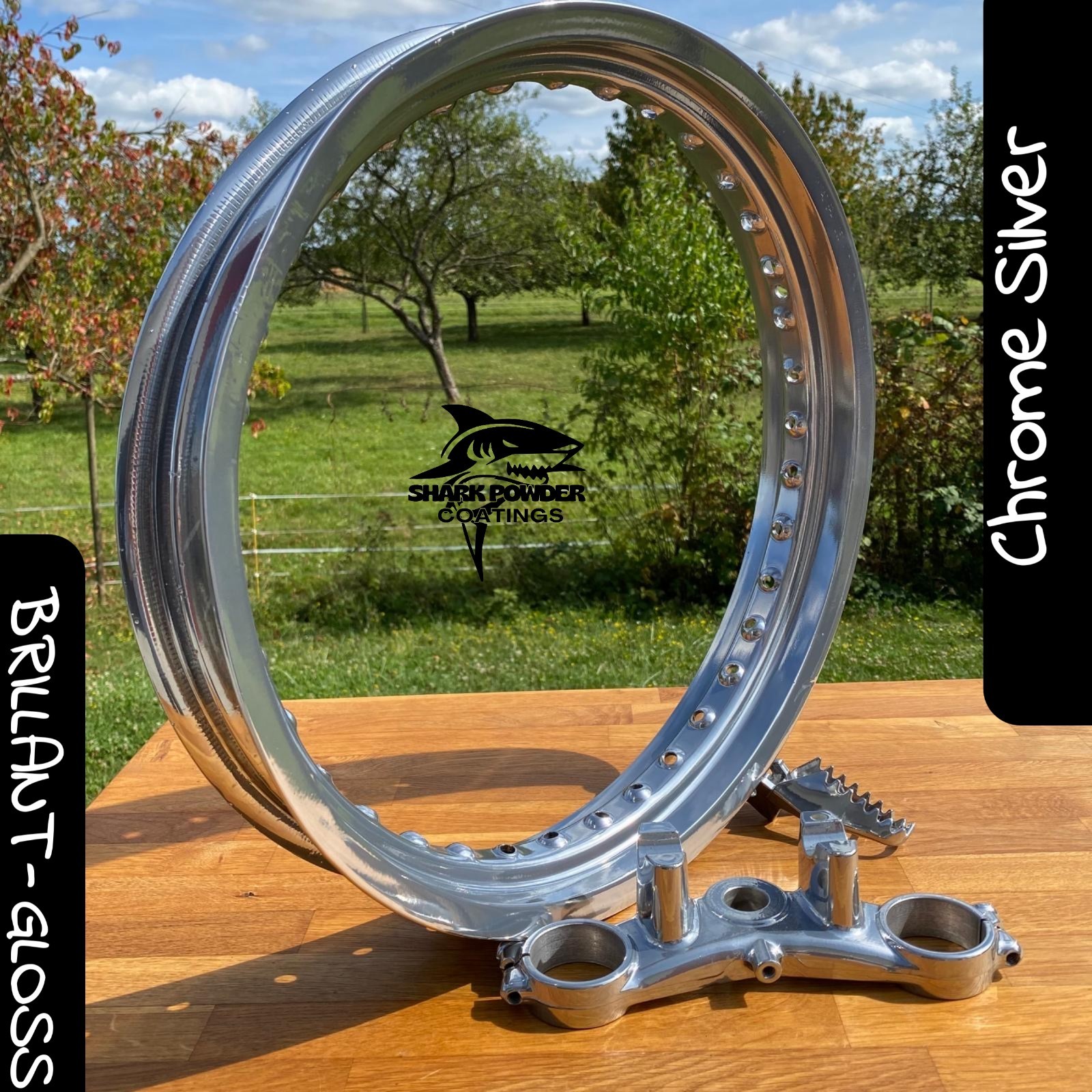 Epoxy polyester chrome silver haut rendu pour thermolaquage de précision