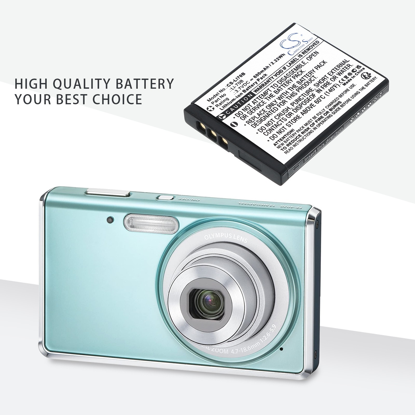 Battery For Olympus Li-70B – 3.7V 500mAh Li-Ion Camera Battery