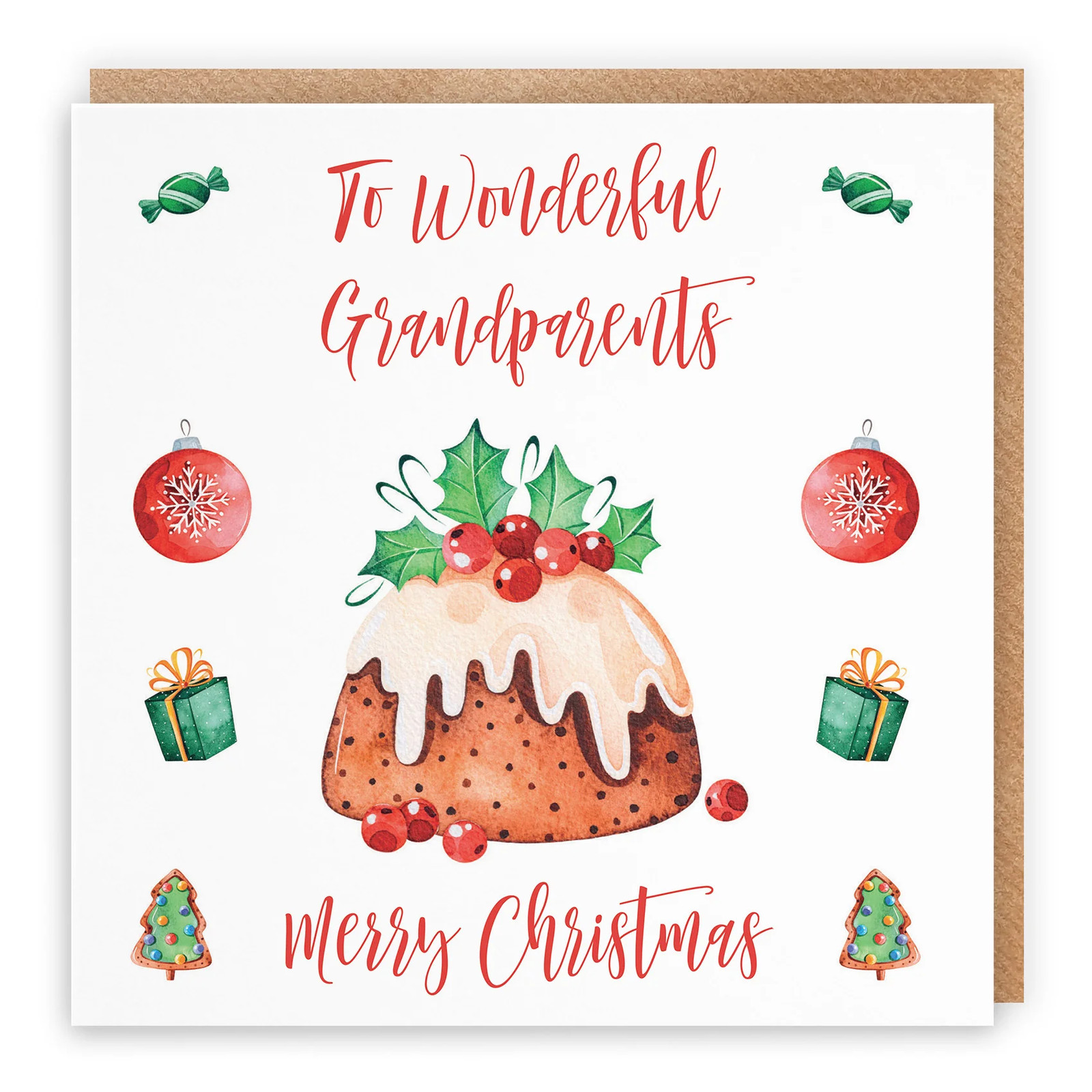 Grandparents Card Christmas Pudding