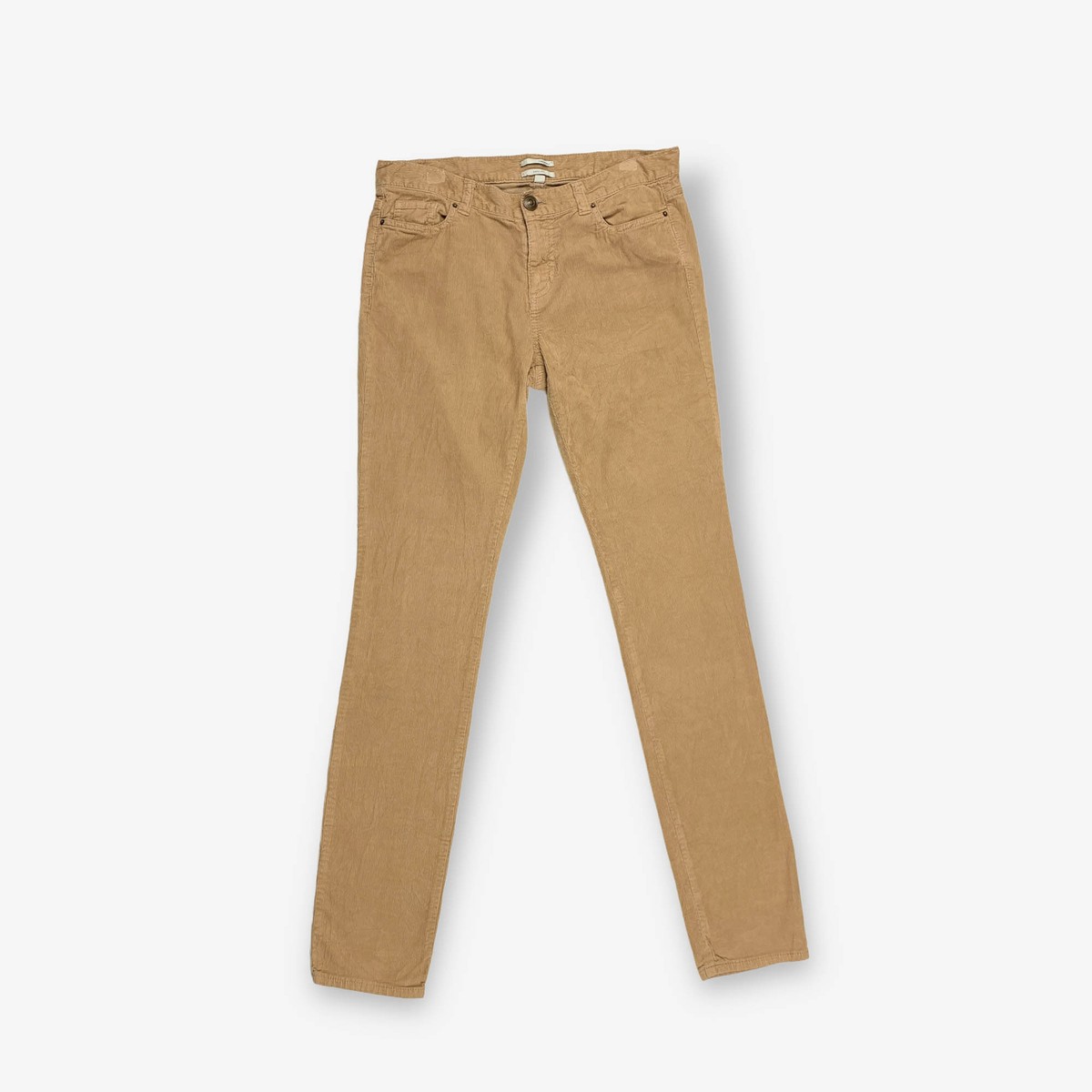 Vintage Halogen Étroit Pantalon Velours Côtelé Beige W29 L32