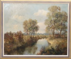 Ölgemälde signiert Niederrhein Landschaft 96 x 80 cm