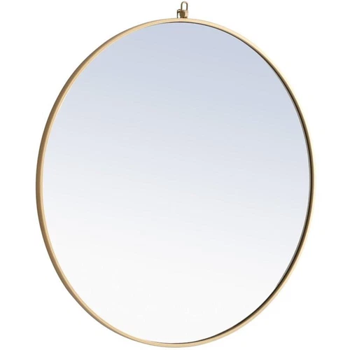 Elegant Decor Rowan 42" Round Metal Frame Hooked Mirror in Brass - Picture 3 of 11