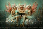 Fairies Reading Book Art Print, Cottagecore, Fairytale Poster Fairy Decor D762