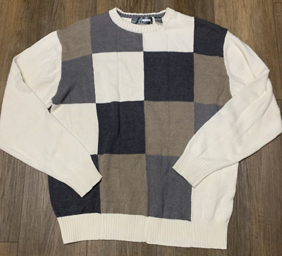 Oscar De La Renta Square Knit Golf Sweater Men s XL Colorblock Fall 2012