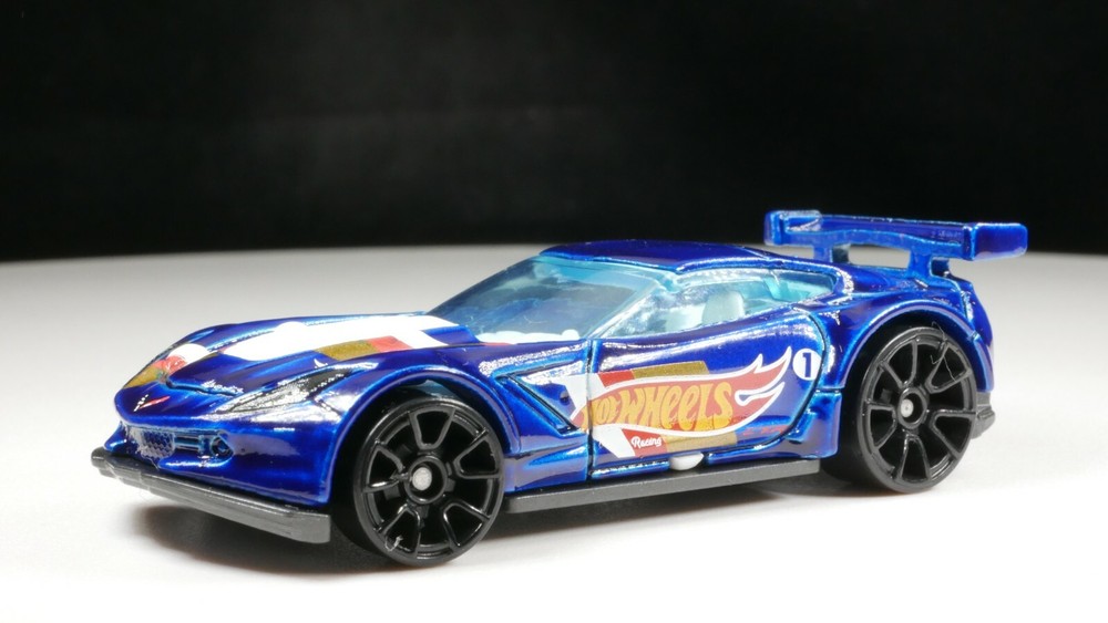HW HOT WHEELS CORVETTE C7.R  BLUE HOTWHEELS BLUE TINTED RACING LOGO