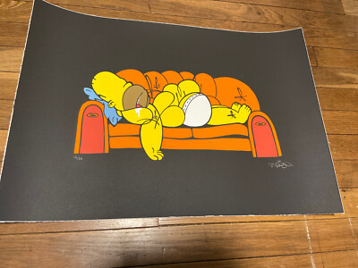 Salmos Art Print  Laziness Homer Simpson SIGNED #ed/50 Black Edition MINT COA