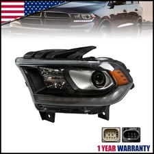 Headlight For 2016-2018 2019 2020 Dodge Durango Left Driver Black HID W/ LED DRL