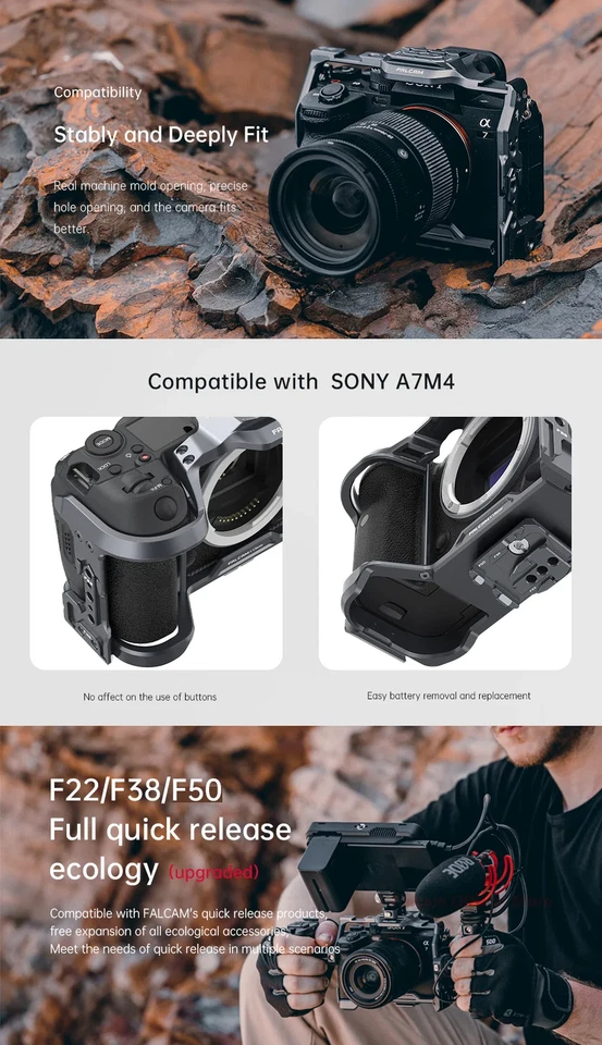 Falcam Quick Release Full Camera Cage V2 2824A F22 F38 F50 For Sony A7 IV A7M4 - Image 3 of 4