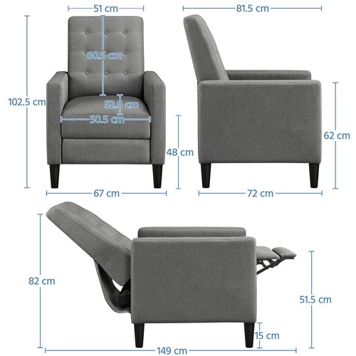 Sillón Relax Ajustable Silla Relax Sillón Reclinable Butaca Silla Grande - Imagen 15 de 23