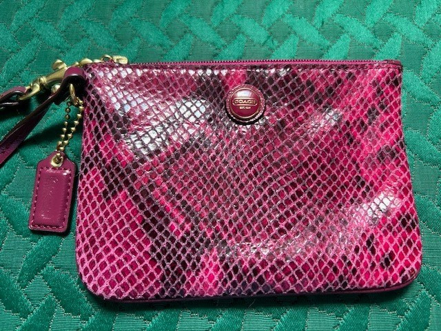 Coach PYTHON LEATHER WRISTLET - Rich Raspberry - … - image 1