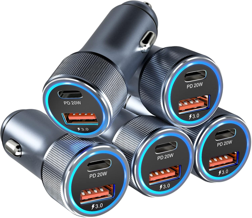 5 Pack USB C Car Charger, 36W Dual USB Car Adapter Fast Charge PD&QC 3.0 Cigare