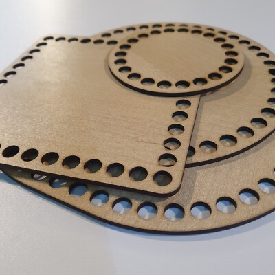 Holzboden Korbboden für Häkelkorb Rund Kreis, Oval oder Viereck Ahorn Optik MDF