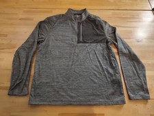 NWOT G.H. Bass  CO Men's Mixed Media 1/4 Zip Fleece Lined Sweater Top Gray Med.