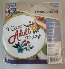 Artskills Crafters Closet "I Can't Adult Today" Cross Stitch Kit Size 6"