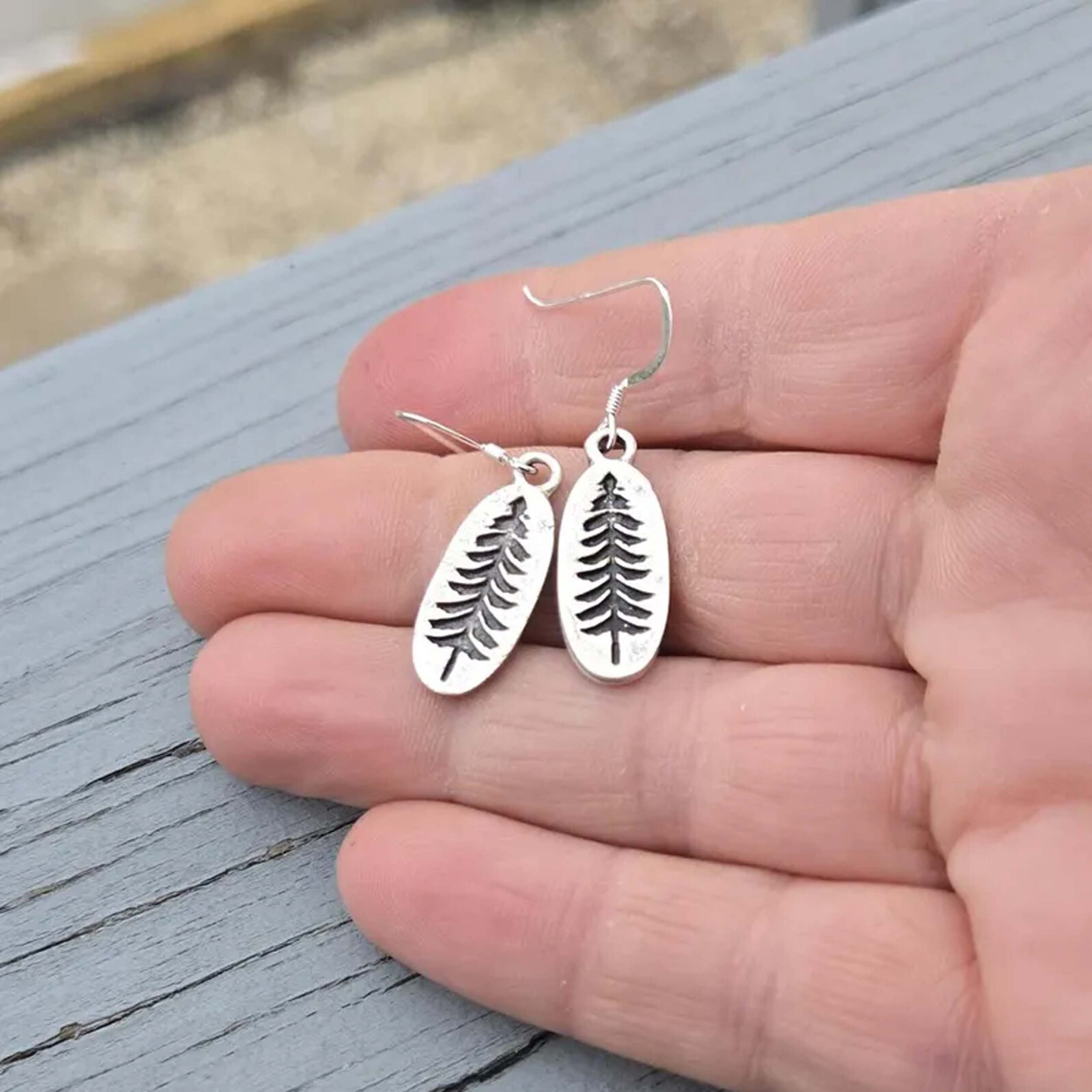 Pine Tree Earrings 925 Silver Elegant Hooks Gift for Her Anniversary or Birthday