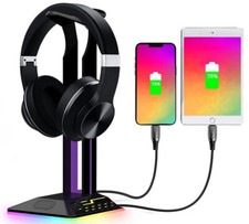 RGB Headphone Stand with 7 Light Modes, Headphone Holder with Type-C Input Port 