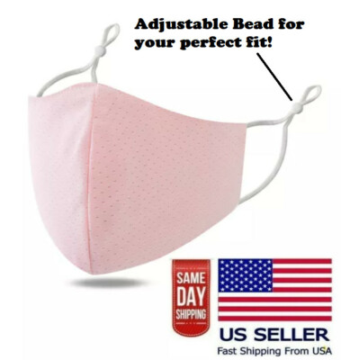 Ice Silk Face Mask Adjustable Light Pink Ice Silk Cooling Lightweight US Fast 