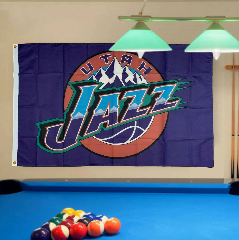 Bandeira vintage anos 90 Utah Jazz grande 3x5 homem caverna 3 x 5 EUA nova tailgating - Imagem 3 de 4