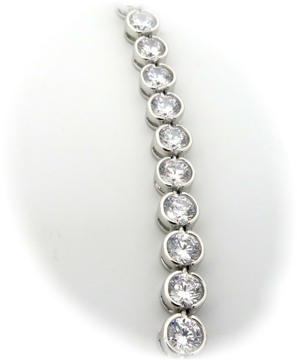 Collier Tennis Femme En Argent Sterling 925 Avec Zircones - Longueur 45 Cm - Neuf Avec étiquettes