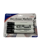 BAZIC 3 pack dry erase markets BLACK chisel tip