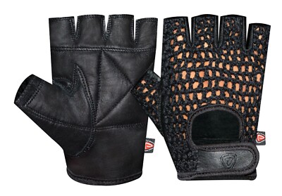 LEATHER MESH PADDED WEIGHT LIFTING BUS DRIVING WHEELCHAIR GLOVES PACK OF 2 PAIRS