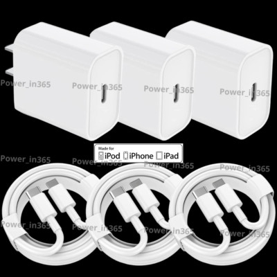 USB-C PD Fast Charger Cable 20W Power Adapter Block For iPhone 14 13 12 11 Pro X
