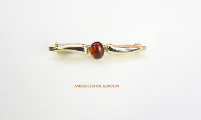 Italienische handgefertigte elegante deutsche Ostsee Bernstein Brosche in 9ct Gold GB0011 UVP £350!!