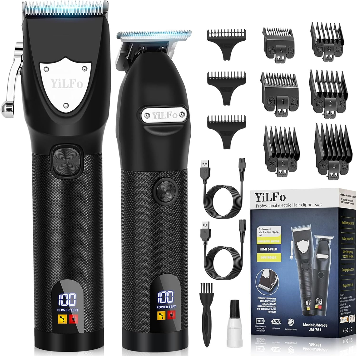 Professional Men's Hair Clippers with LED Display & T-Liner Trimmer for Barber-Quality Cuts-image