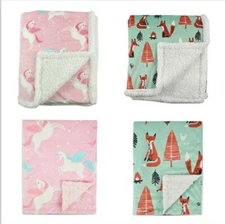 Baby Kids Minky Blanket Bedding Quilt Play Blanket Towel Wrap with Double Layer