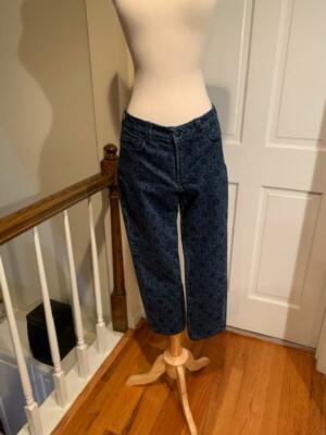 NYDJ High Rise Cropped Jeans Slimming Five-Pocket Style Blue Floral 8P