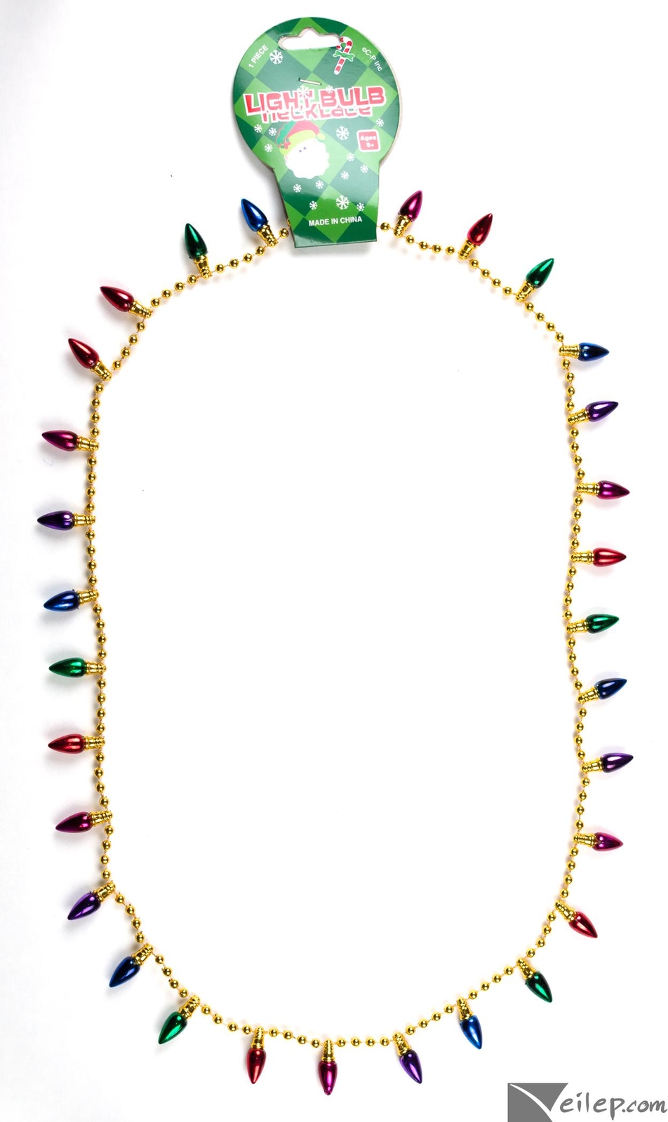 U. S. Toy Mini Holiday Light Bulb Beads Necklace, Gold, OneSize 32