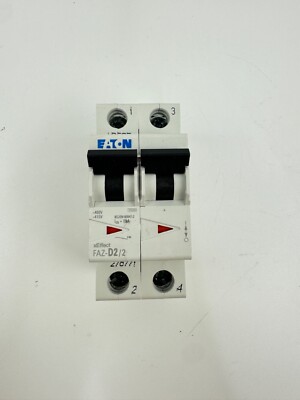 EATON FAZ-D2/2 CIRCUIT BREAKER, 2 AMP, 240/415 VAC, 2 POLE