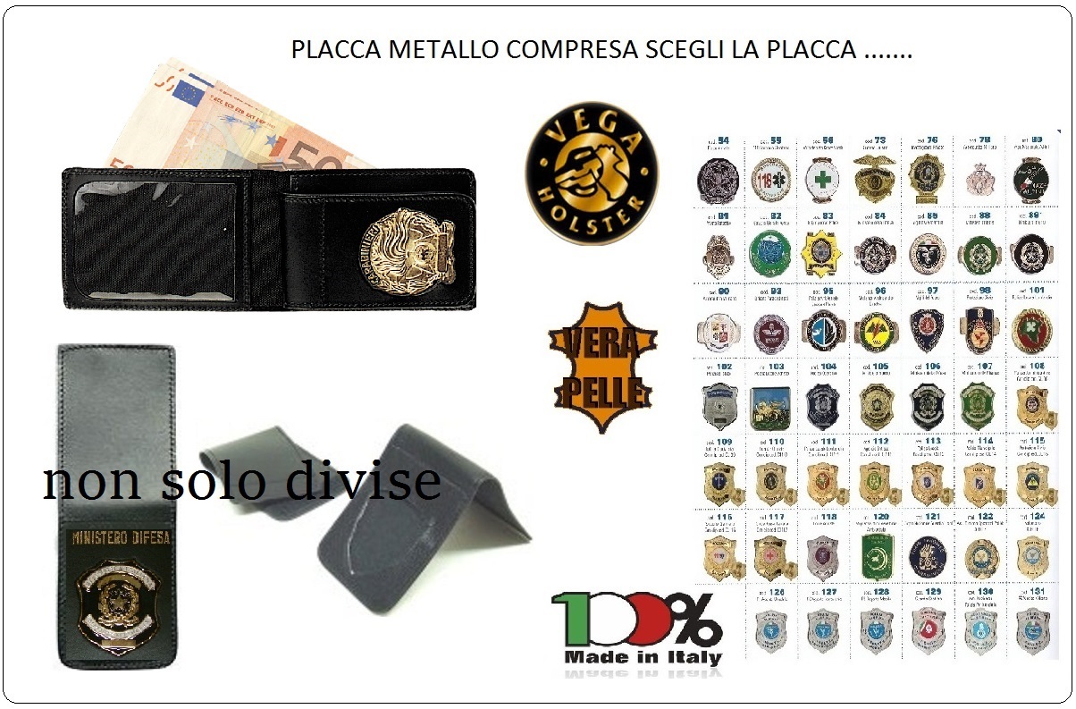 Cartera Porta Doc, De la piel con Placa Metal Vega Holster Italia 1WE Elija