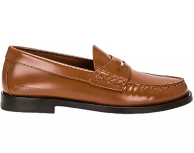 Burberry Warm Oak Brown Rupert Calfskin Penny Loafers Size 41