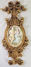 Capodimonte Victorian Revival High Relief Porcelain & Wood Lovers Wall Plaque