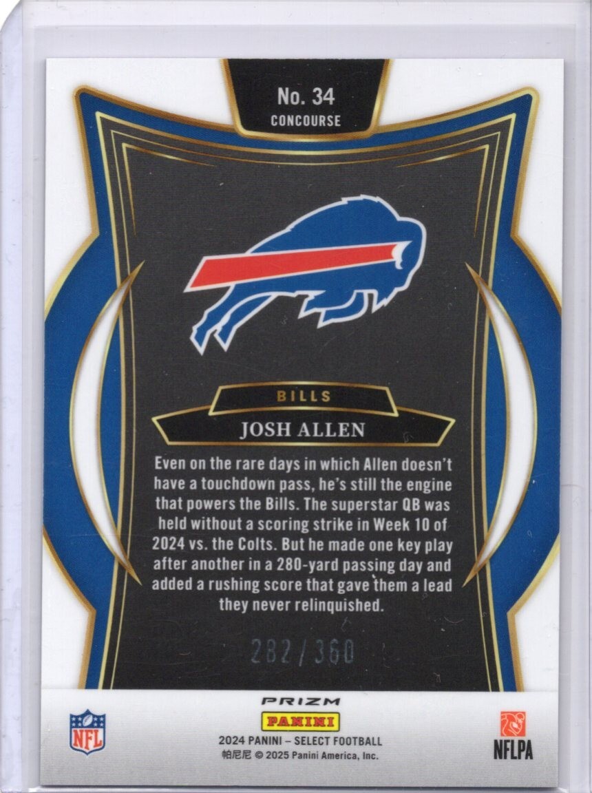 2024 Select Josh Allen /360 Purple Prizm Shock Concourse Level #34