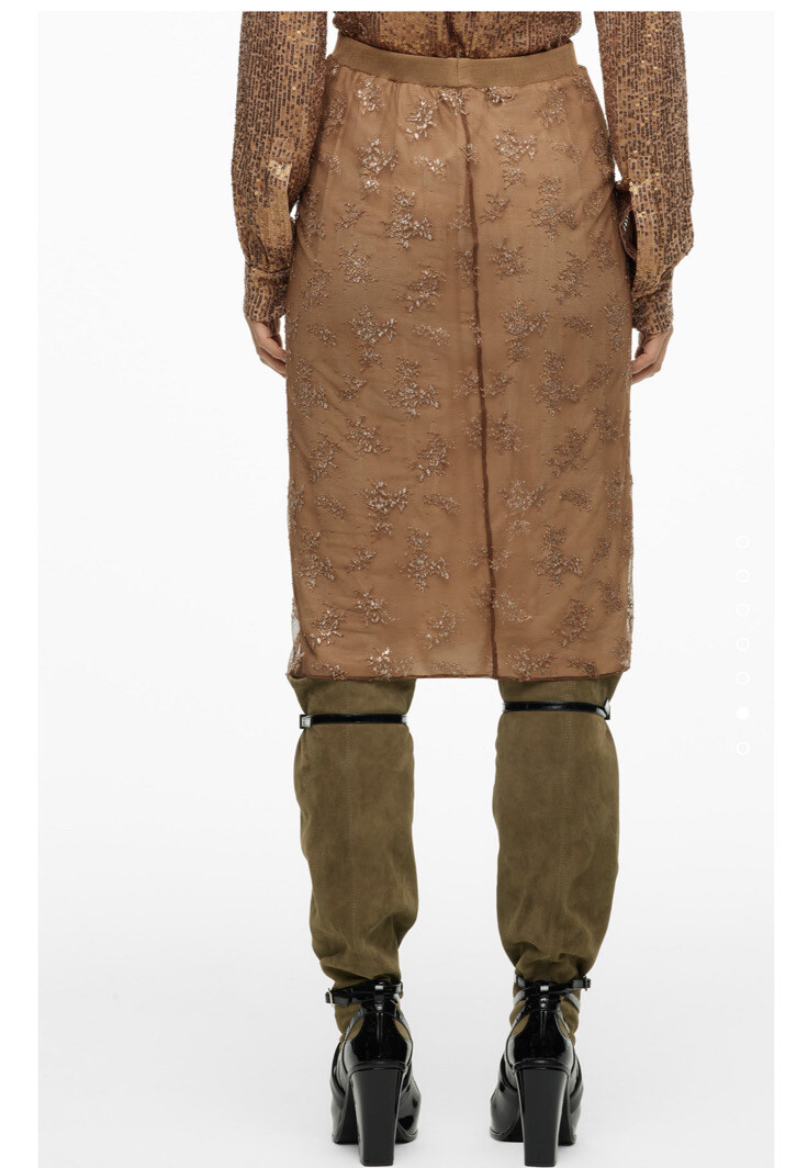 Zara Knit Collection Gold/brown Mesh Nude Skirt Limited Edition