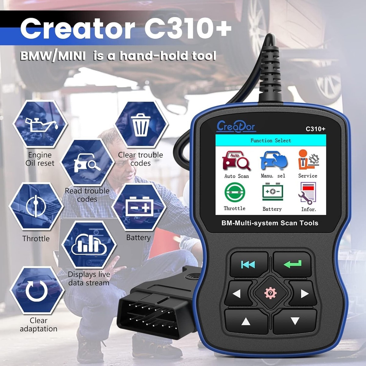 Creator c310+　BMW MINI専用 OBD2診断機 (送料込み) Amazon.com: Creator C310 OBD2 Diagnostic Scanner Tool for