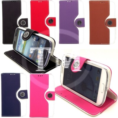 Luxury Leather Two Tone Urban Book Case Wallet Flip Folio Cover Case for Various
