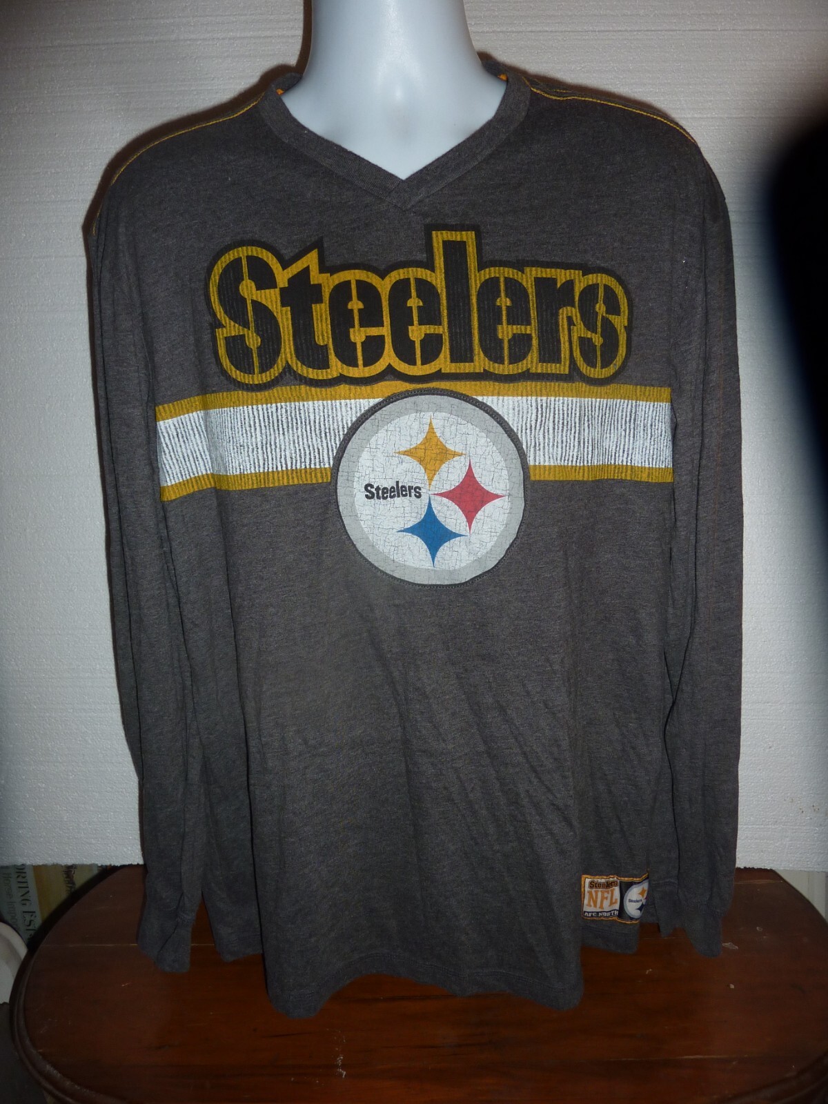Pittsburgh Steelers Mens 2XL Gray Long Sleeve Shirt NFL Team Apparel  C-19
