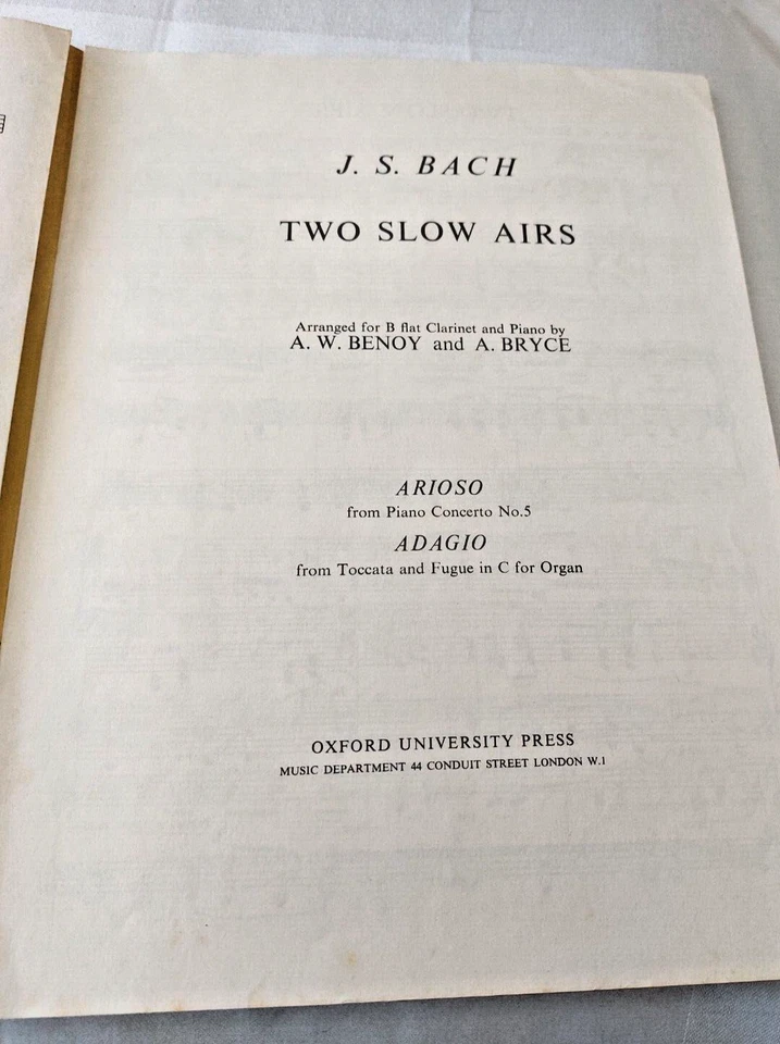 Two Slow Airs by by J S Bach - Oxford University Press Sheet Music 1966 - Image 4 of 4