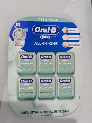 Oral-B Glide All-In-One Mint Flavor Dental Floss, 44 m., 6 pk.