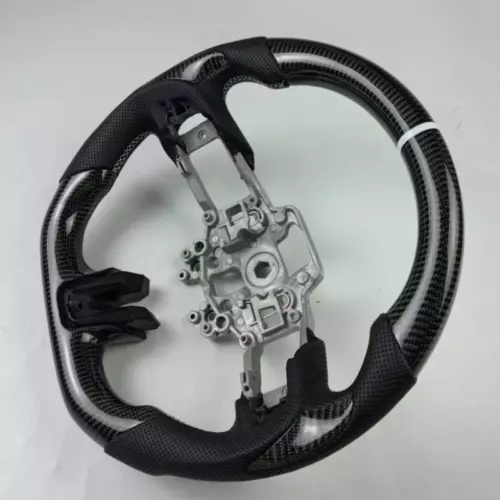 For Ford Mustang GT 2015-2022 Carbon Fiber Steering Wheel White Stripe - Picture 1 of 6