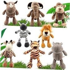 8 Pieces 11 Inch Jungle Animal Plush Toys Plush Lion Elephant Zebra Giraffe