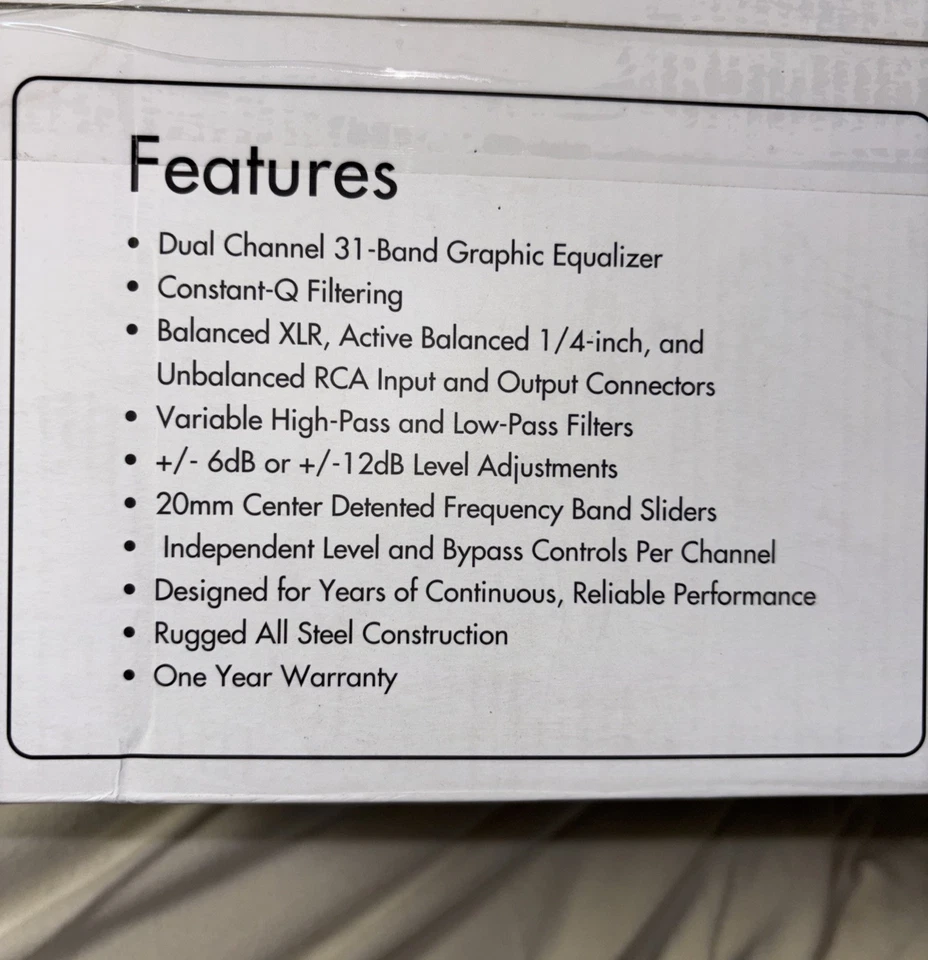 ART EQ355 Dual Channel 31-Band Equalizer NEW IN BOX - Image 3 of 4