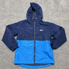 Eddie Bauer Jacket Kids Medium 10/12 Blue Colorblock Hooded Windbreaker