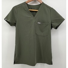 FIGS Catarina One-Pocket Scrub Top Women's XXS Olive Green Technical Collection
